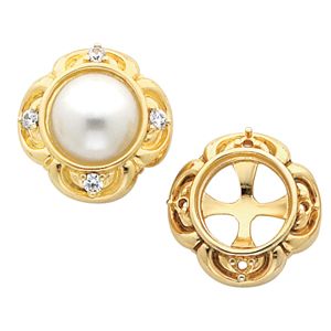  Button Earring Mounting for Pearl  Center