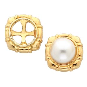  Button Earring Mounting for Pearl  Center