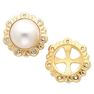  Button Earring Mounting for Pearl  Center