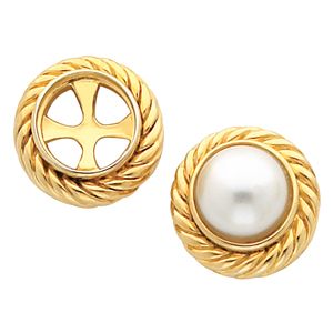 Button Earring Mounting for Pearl  Center