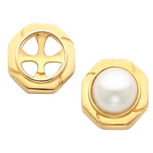 Button Earring Mounting for Pearl  Center