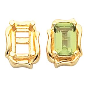 Earring Mounting for Emerald/Octagon Center