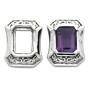 Earring Mounting for Emerald/Octagon Center