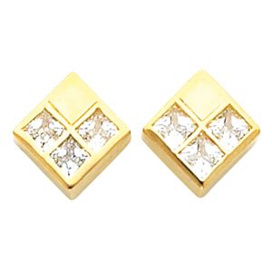 3-Stone Earring Mounting for Square/Princess Center