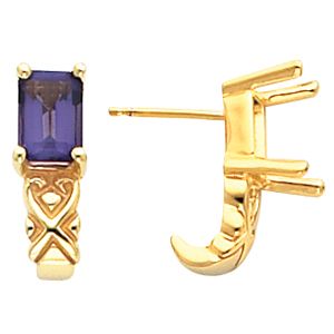 Earring Mounting for Emerald/Octagon Center