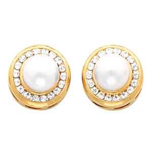 Button Earring Mounting for Pearl  Center