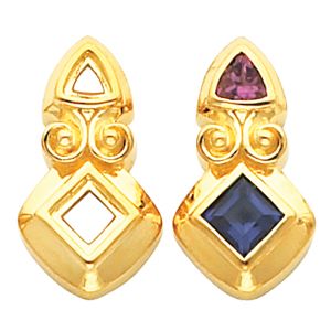 Earring Mounting for Earring Mounting for Square/Princess Center