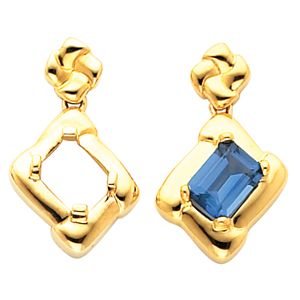 Earring Mounting for Emerald/Octagon Center