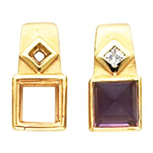Bezel-Set Earring Mounting for Square/Princess Center