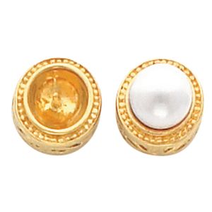  Button Earring Mounting for Pearl  Center