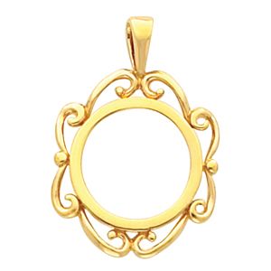 Tab Back Scroll Frame Pendant for U.S. $1.00 Type 1 or 2 Peso Coin