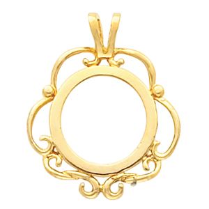 Tab Back Scroll Frame Pendant for U.S. $1.00 Type 1 or 2 Peso Coin