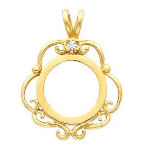 Tab Back Scroll Frame Pendant for U.S. $1.00 Type 1 or 2 Peso Coin Mounting