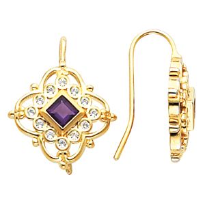 Earring Mounting for Square/Princess Center