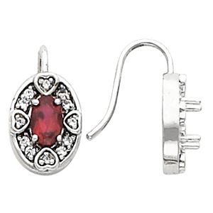 Bishop Hook Earring Mounting for Oval Center