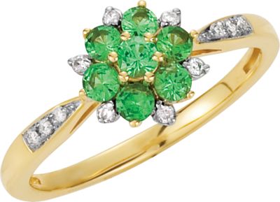 Genuine Tsavorite Garnet & Diamond Ring
