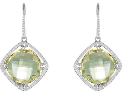 Halo-Style Antique Square Shaped Dangle Earrings