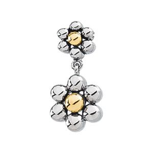 Two Tone Double Flower Dangle Pendant
