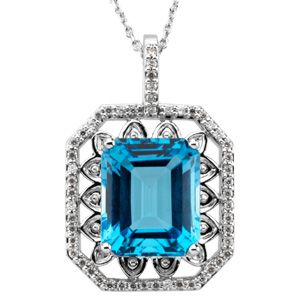 Micro Prong Set Pendant Mounting Emerald/Octagon Center