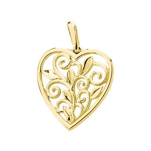Scroll & Leaf Design Filigree Heart Pendant