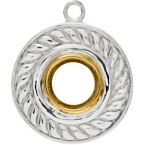Sterling Silver/14KY Dangle Mounting for Round Cabochon Center