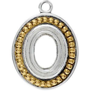Sterling Silver/14KY Dangle Mounting for Oval Cabochon Center