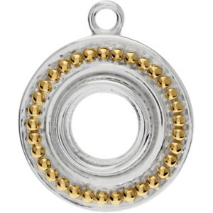 Sterling Silver/14KY Dangle Mounting for Round Cabachon Center
