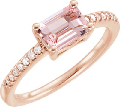 14kt Rose Morganite & 1/10 CTW Diamond Ring