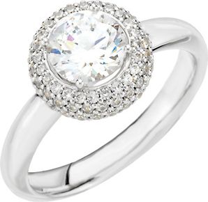 Pavé Ring Mounting for Diamonds with Plain Shank