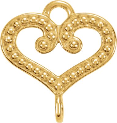 Granulated Design Heart Link with Rings