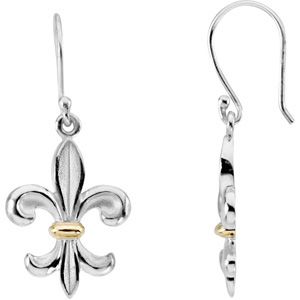 Two Tone Fleur-de-lis Earrings