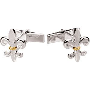 Two Tone Fleur-de-Lis Cuff Links