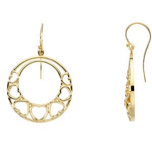 Gold Fashion Dangle Heart Earring