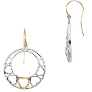 Two Tone Fashion Dangle Heart Earrings