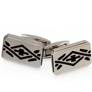 Stainless Steel Cuff Links with Black Ion Plate Inserts