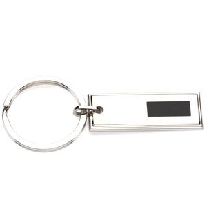 Stainless Steel Key Chain with Black Enamel