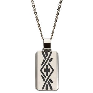 Stainless Steel Pendant with Black Ion plated insert on 24