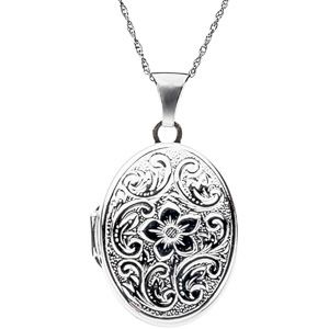Oval Locket with scroll & flower pattern