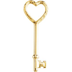 Heart Key Pendant with Diamond-Cut Finish