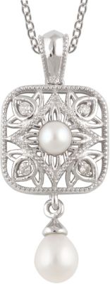 Freshwater Cultured Pearl & .04 ct tw Diamond 18
