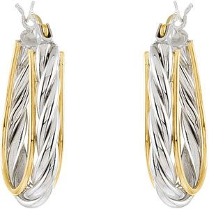 14KY & Sterling Silver Metal Fashion Hoop Earrings