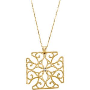 Diamond Medallion Necklace with 18