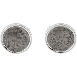 Sterling Silver Buffalo Nickel Coin Cuff Links