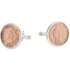 Sterling Silver Indian Head Penny Coin Cuff Links