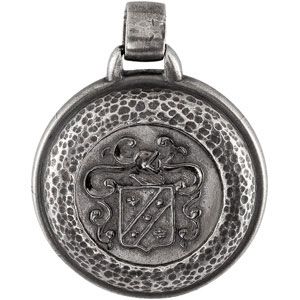 Black Nickel Plated Sterling Silver Crest Set Into a Sterling Silver Coin Frame