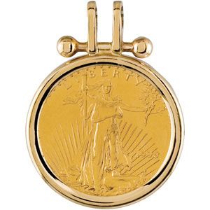 1/10 oz Gold American Eagle Coin Set Into 14KT Yellow Coin Frame