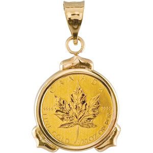 1/20 oz Maple Leaf Coint Set Into a 14KT Lotus Blossom Coin Frame 