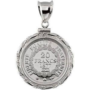 Sterling Silver Replica Lucky Angel Coin Set in a Wire Coin Frame