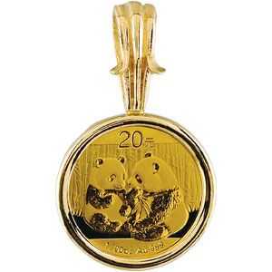 1/20 oz Gold Panda Coin Set in 14KT Yellow Coin Frame