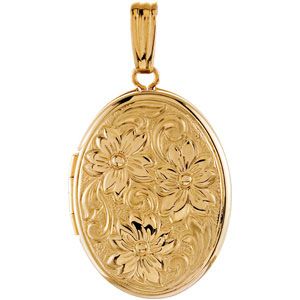Oval Locket with Floral Pattern